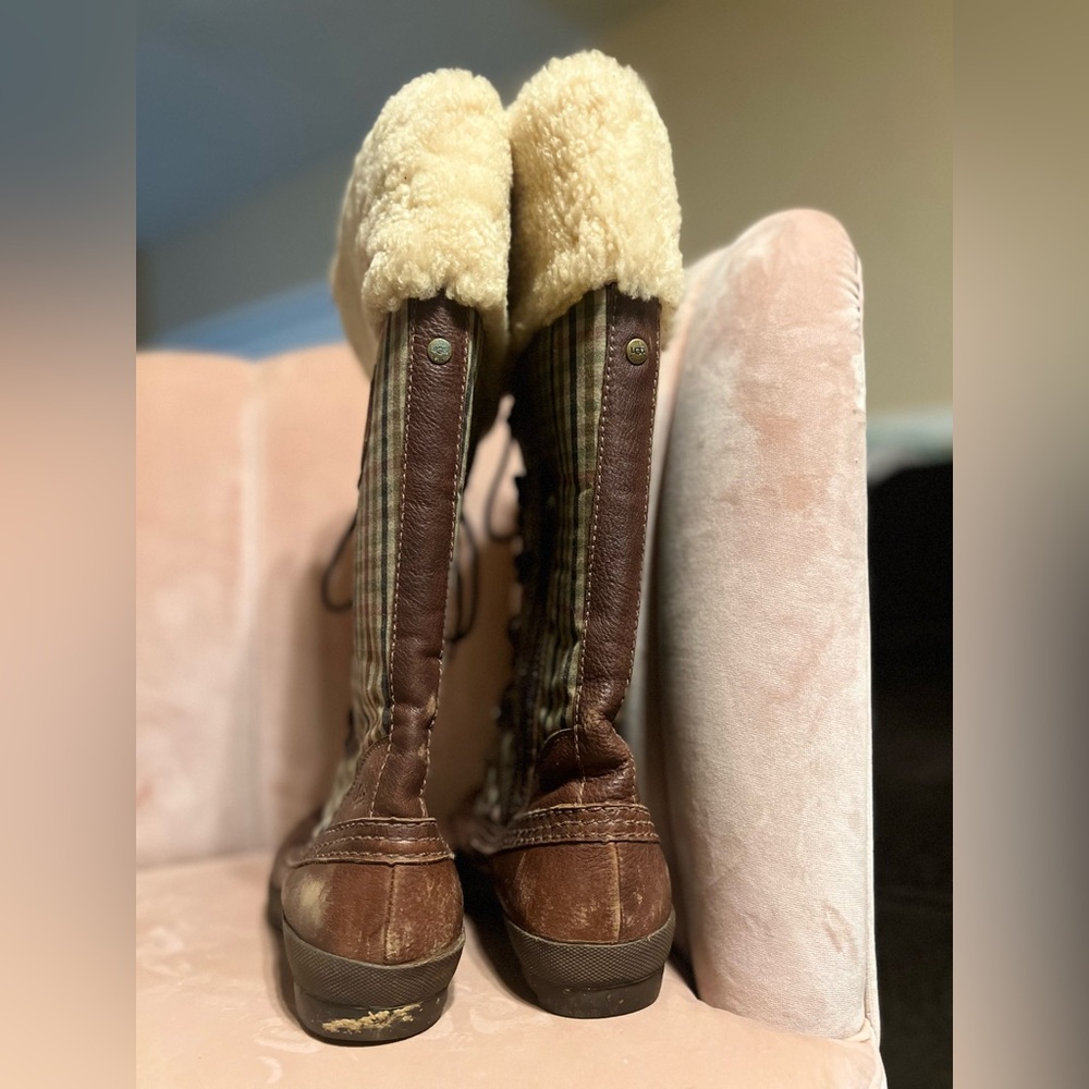 UGG Checkered Lace-Up Boots with Shearling - Picture 8 of 16